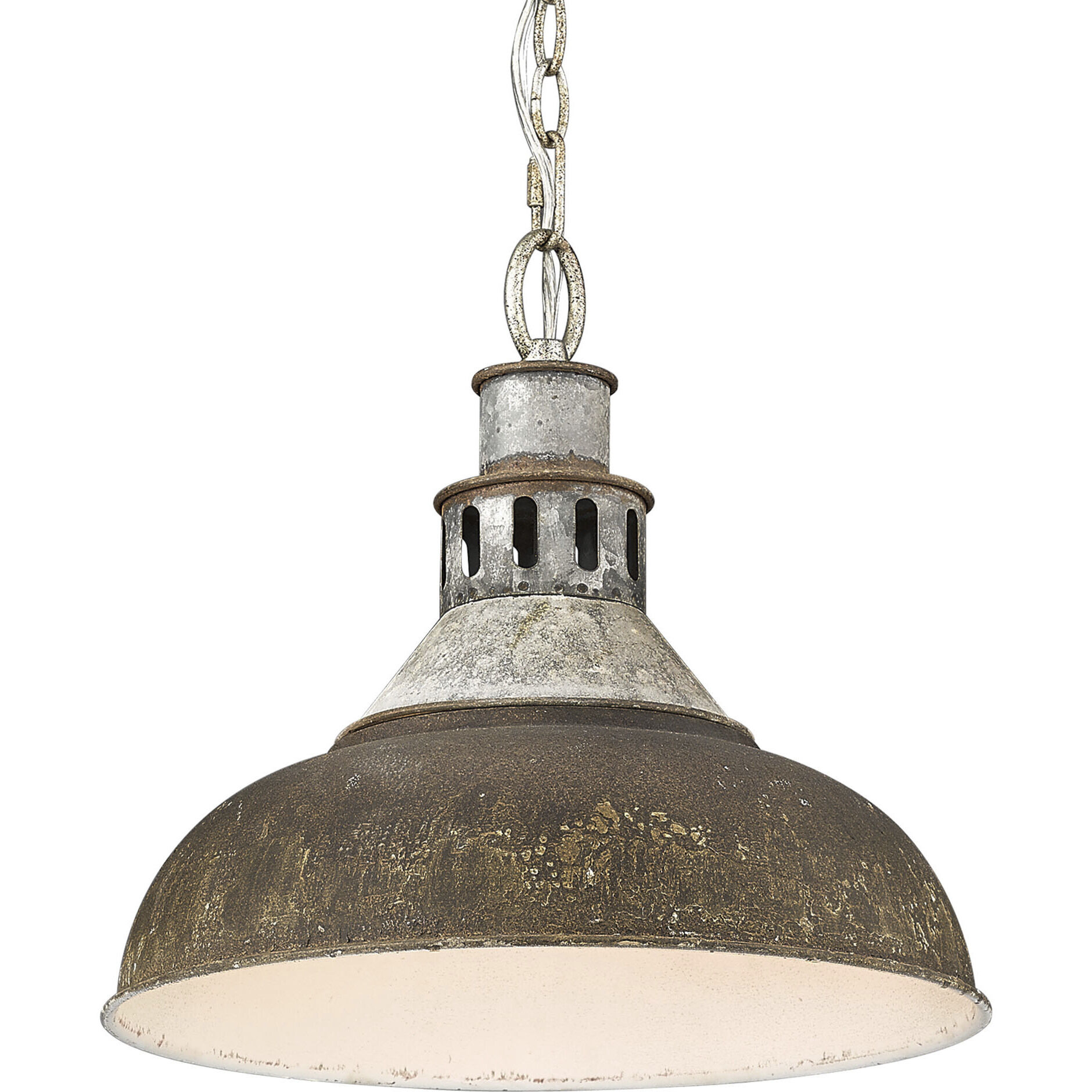Kinsley 1 Light 14 inch Aged Galvanized Steel Pendant Ceiling Light in Rust Large